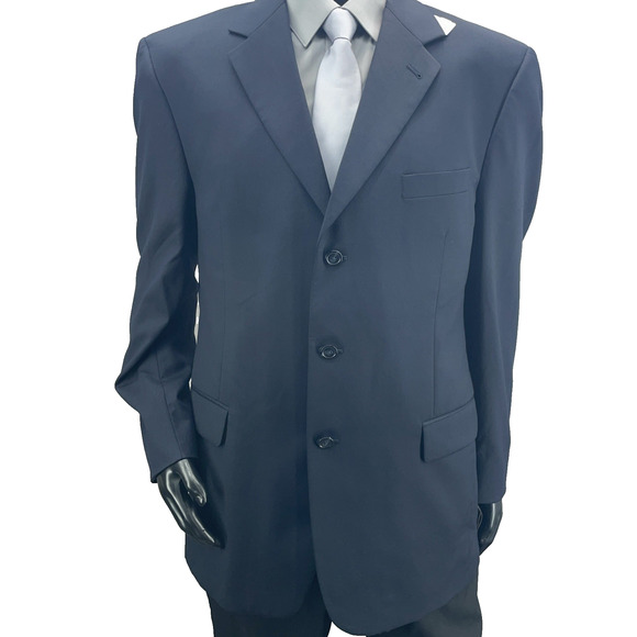 New Jos A Bank Signature Mens 43R 100% Wool Navy Blazer Suit Jacket 3 Butt - Picture 1 of 10